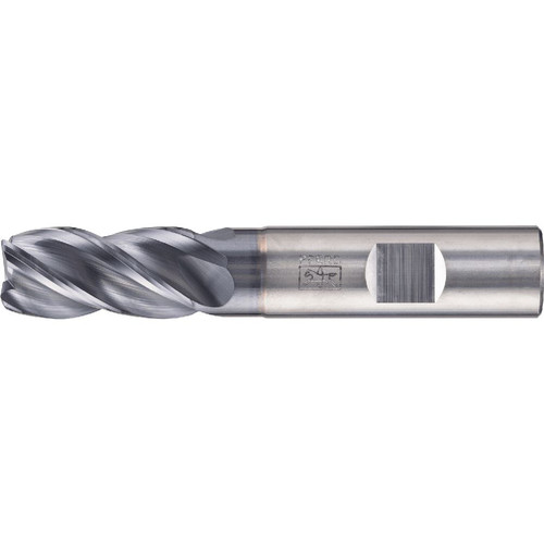 PFERD 23003058 .09" Radiused End Mill, 4-flutes, 5/8" Dia,  1-1/4" APMX, 3-1/2" OAL, Weldon shank