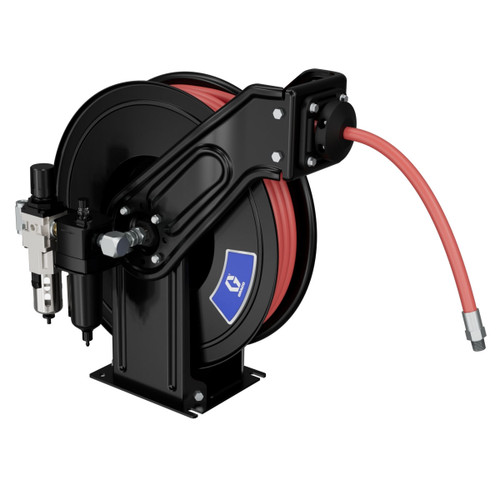 GRACO 2010972 - Air Hose Reel, 1/2" x 50 ft, w/ FRL Right, Black, 140 PSI