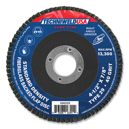 SAND STAR SS42322 - Type 29 Fiberglass Flap Disc 4-1/2" x 7/8", 40 Grit