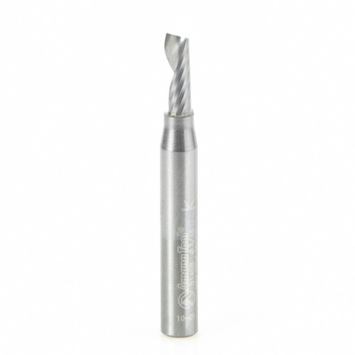 Amana 51408 Spiral O-Single Flute, Aluminum Cutting 3/16 D x 1/2 CH x 1/4 Shank x 2" Up-Cut _Router Bit w/ Mirror Finish