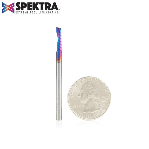 Amana 51410-K Spektra Coated Spiral O-Single Flute, Plastic Cutting 1/8 D x 1/2 CH x 1/8 Shank x 2" Up-Cut CNC Router Bi