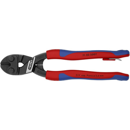 KNIPEX 7102200TBKA 8" High Leverage CoBolt Cutters-Comfort Grip-Tethered Attachment