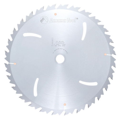 Amana RB1428 Carbide Tipped Euro Rip w/ Cooling Slots 14" D x 28T FT, 18 Deg, 1" Bore, Circular Saw Blade