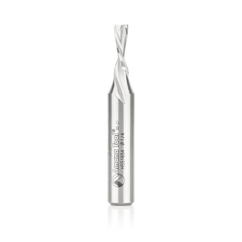 Amana HSS1654 HSS Spiral Aluminum Cutting Double Flute Down-Cut 1/4 D x 3/4 CH x 1/2 Shank 3-1/4" Router Bit