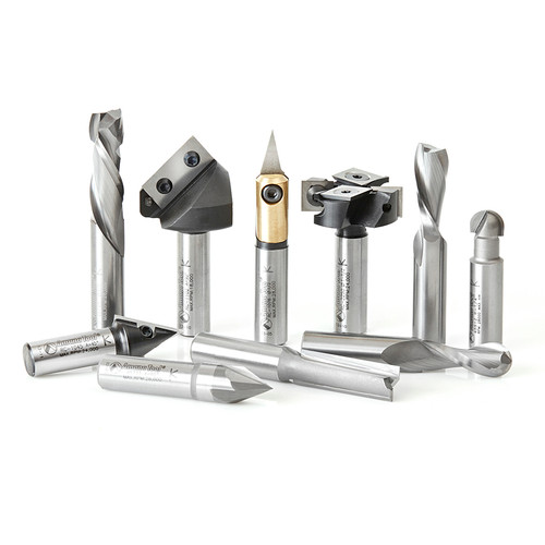 Amana AMS-138 10-Pc CNC 3D, Signmaking, Lettering & Engraving 1/2" Shank Router Bit Collection