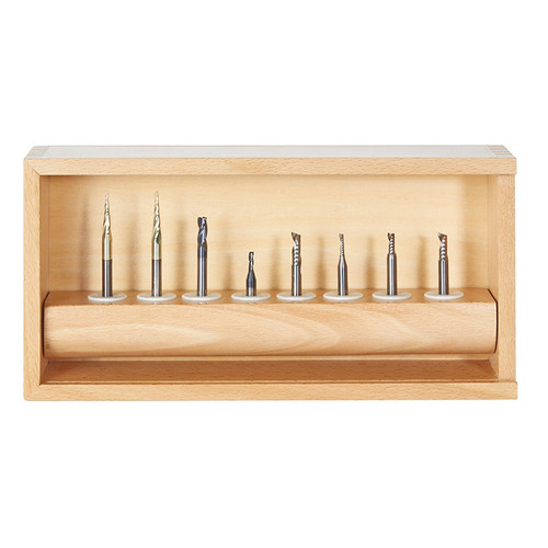 Amana AMS-135 8-Pc Specialty Aluminum, Plastics & Stainless Steel Cutting CNC Router Bit Collection, 1/4" Shank