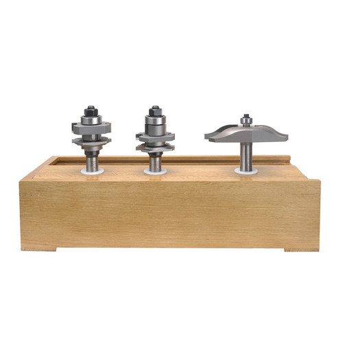 Amana AMS-301 3-Piece Carbide Tipped Ogee Raised Panel 3-3/8 D x 1/2" Shank Doormaking Router Bit Set