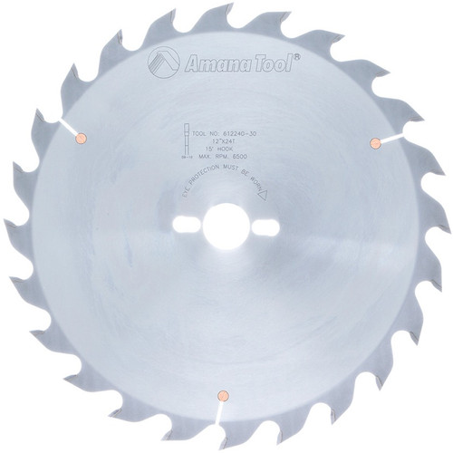 Amana 612240-30 Carbide Tipped Ripping Standard 12" D x 24T FT, 18 Deg, 30MM Bore, Circular Saw Blade