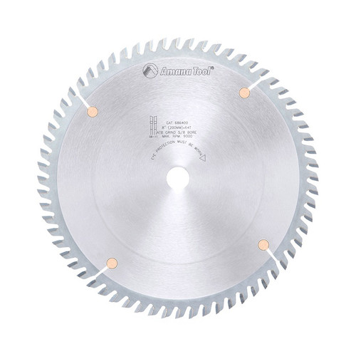 Amana 686400 Carbide Tipped Trim 8" D x 64T ATB, 10 Deg, 5/8 Bore, Circular Saw Blade