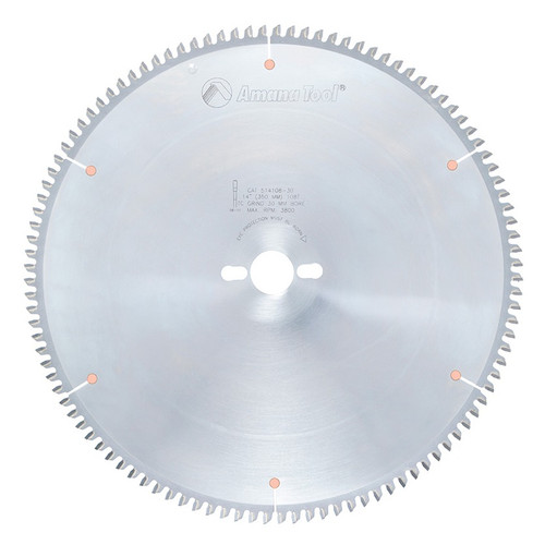 Amana 514108-30 Carbide Tipped Aluminum and Non-Ferrous Metals 14" D x 108T TCG, -6 Deg, 30MM Bore, Circular Saw Blade