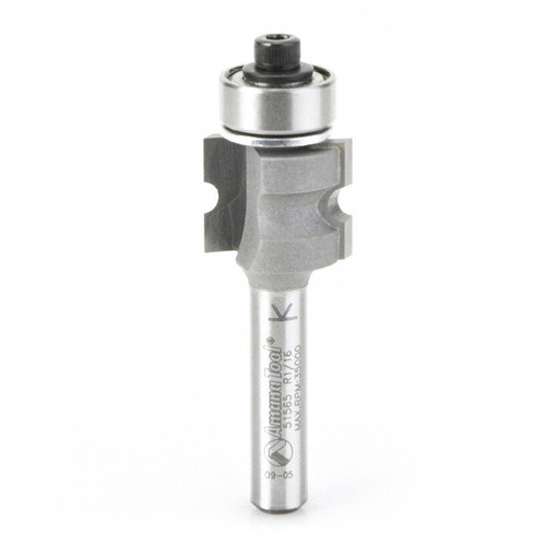 Amana 51565 Carbide Tipped Bullnose 1/16 R x 5/8 D x 1/2 CH x 1/4" Shank w/ Lower Ball Bearing Router Bit