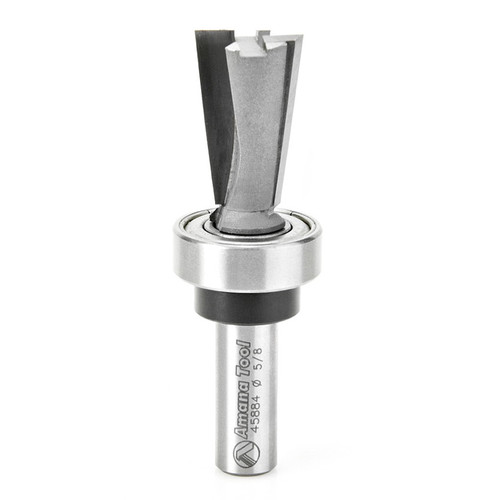 Amana 45884 Carbide Tipped Keller Dovetail 7 Deg x 5/8 D x 1" CH x 3/8 Shank w/ Upper Ball Bearing Router Bit