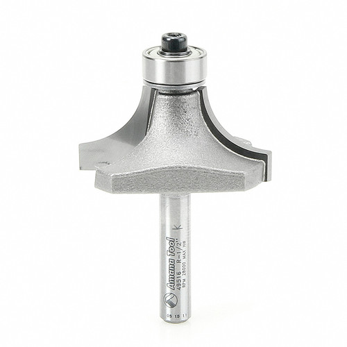 Amana 49516 Carbide Tipped Corner Rounding 1/2 R x 1-1/2 D x 3/4 CH x 1/4" Shank w/ Lower Ball Bearing Router Bit