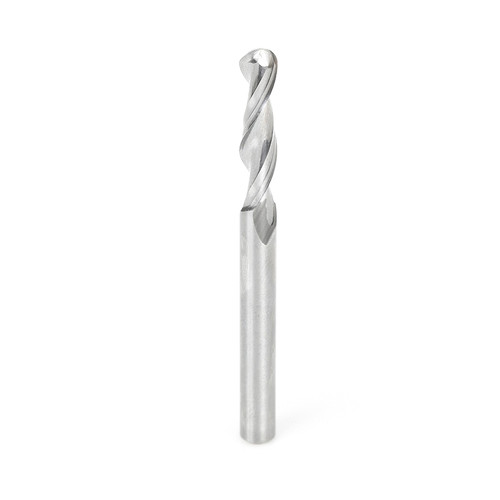 Amana 46428 Up-Cut Spiral Ball Nose 1/8 R x 1/4 D x 1-1/8 CH x 1/4 Shank x 3" x 2 Flute Router Bit w/ High Mirror Finish