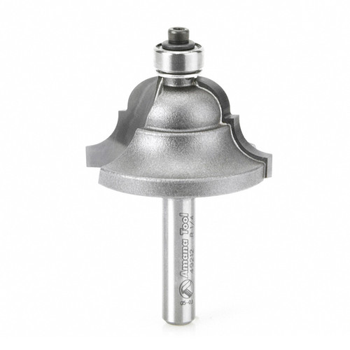 Amana 49212 Carbide Tipped Double Roman Ogee 1/4 R x 1-3/8 D x 7/8 CH x 1/4" Shank w/ Lower Ball Bearing Router Bit