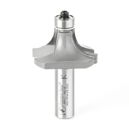 Amana 49517 Carbide Tipped Corner Rounding 9/16 R x 1-5/8 D x 3/4 CH x 1/2" Shank w/ Lower Ball Bearing Router Bit