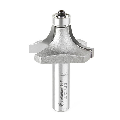 Amana 49519 Carbide Tipped Corner Rounding 5/8 R x 1-3/4 D x 7/8 CH x 1/2" Shank w/ Lower Ball Bearing Router Bit