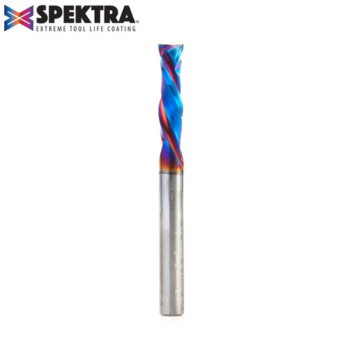 Amana 46025-K CNC Spektra Mortise Compression Spiral 6mm D x 22mm CH 6mm Shank 64mm Long 2 Flute Router Bit