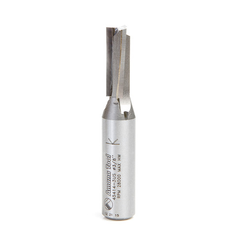 Amana 45414-3US Carbide Tipped High Production 3 Deg Up-Shear Straight Plunge 3/8 D x 1" CH x 1/2 Shank Router Bit