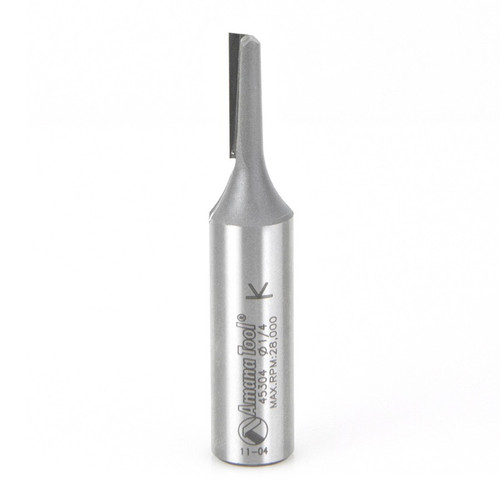 Amana 45304 Carbide Tipped Straight Plunge Single Flute High Production 1/4 D x 3/4 CH x 1/2" Shank Router Bit