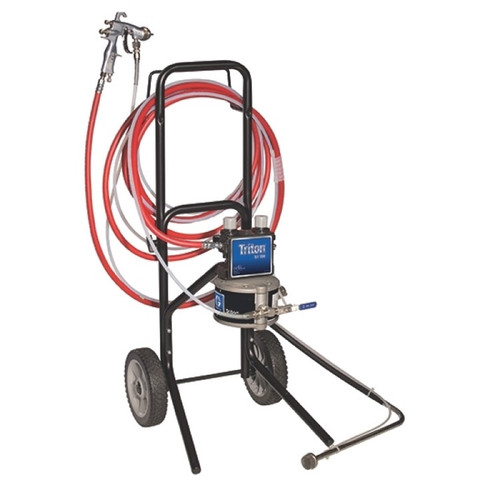GRACO 233485 - Triton 1:1 Stainless Steel Spray Package, Cart Mount, 100 PSI Regulator, with Suction, Air & Fluid Hoses, AirPro HVLP Gun, .055" Nozzle, Metal Applications