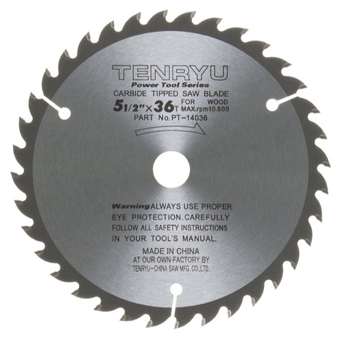 Tenryu PT-14036 5-1/2" Wood Blade 36T 5/8",1/2" Arb 0.063 Kerf, 10800Rpm, Corded