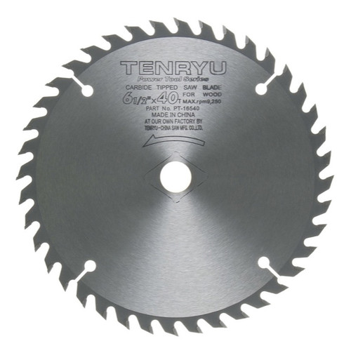 Tenryu PT-16540 6-1/2" Wood Blade 40T 5/8" Ko Arbor, 0.079 Kerf, 9250 Rpm, Trim