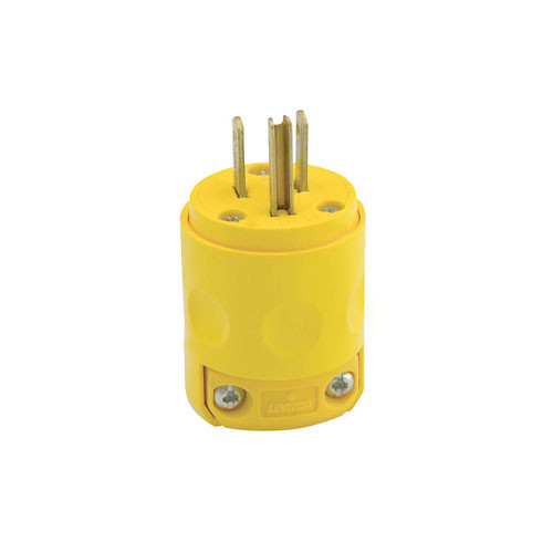 Voltec 244YL 515PV 15 AMP 125 Volt Grounded Plug with Clamp - Yellow