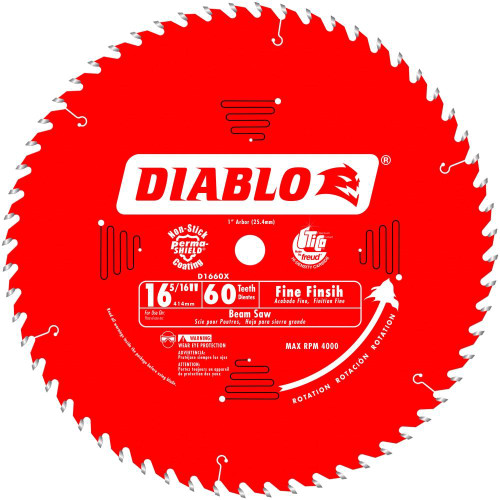 DIABLO D1660X - 16-5/16" x 60 Tooth Fine Finish Saw Blade