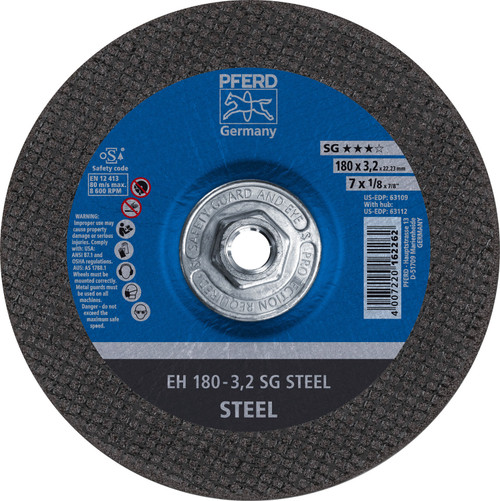 PFERD 63112 7" x 1/8" Cut-Off Wheel, 5/8-11 Thd. A 46 S SG - Type 27