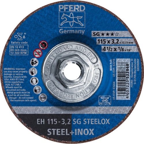 PFERD 63213  - 4-1/2" x 1/8" Cut-Off Wheel 5/8-11 A 46 R SG-INOX Type 27