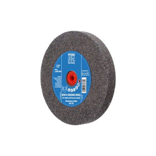 PFERD 61764 8" x 1" Vitrified Bench Wheel 1-1/4" A.H., Aluminum Oxide, 36 Grit