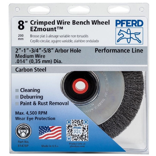 PFERD 81478P 8" EZmount Wire Wheel .014 CS 5/8, 3/4, 1, A.H.