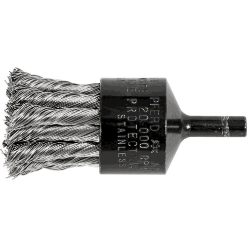 PFERD 83158 1" Knot Wire End Brush Straight Cup .014 SS Wire 1/4" Shank