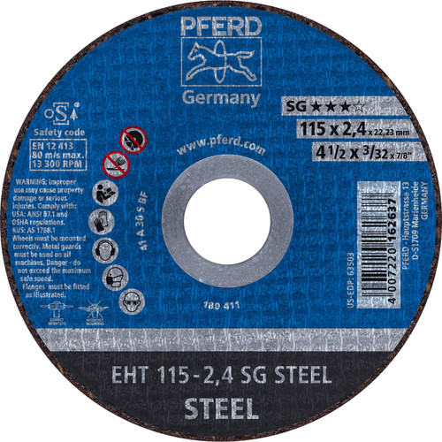 PFERD 63503 - 4-1/2" x 3/32" Cut-Off Wheel, 7/8" AH A 30 S SG - Type 1