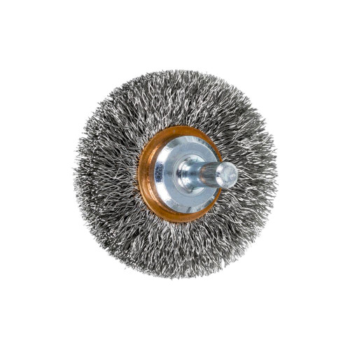 PFERD 82907 2" Crimped Shank Mtd Wheel Brush .008 SS Wire, 1/4" Shank