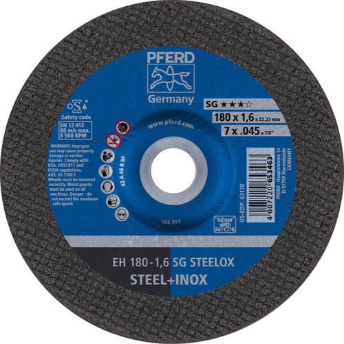 PFERD 63170  - 7" x .04 - 5" Cut-Off Wheel, 7/8" AH A 46 R SG INOX - Type 27