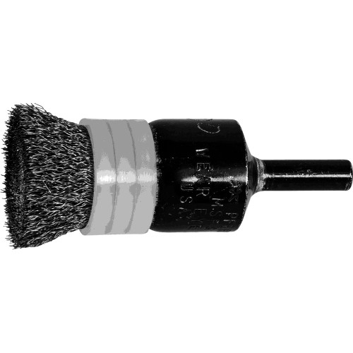 PFERD 83027 3/4" Banded Crimped Wire End Brush .006 SS Wire, 1/4" Shank