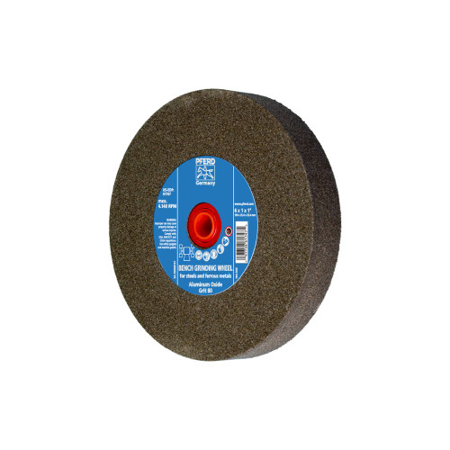 PFERD 61747 6" x 1" Vitrified Bench Wheel 1" A.H., Aluminum Oxide, 80 Grit