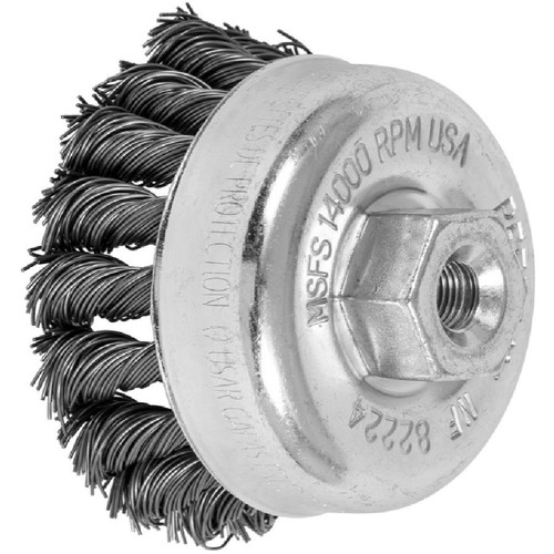 PFERD 82224 2-3/4" Knot Wire Cup Brush .020 CS Wire, 3/8-24 Thread (ext.)