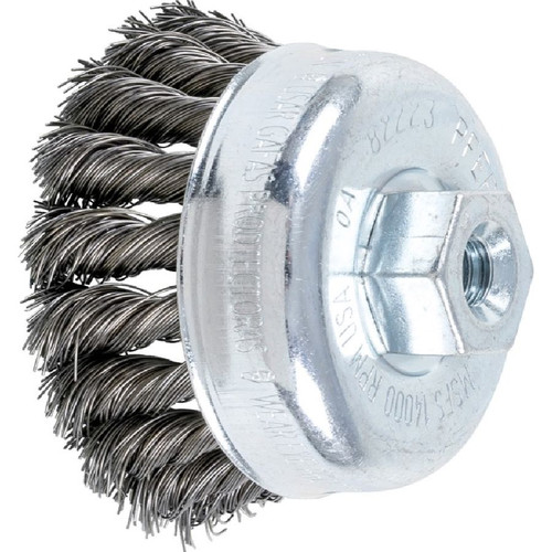 PFERD 82223 2-3/4" Knot Wire Cup Brush .014 CS Wire, 3/8-24 Thread (ext.)