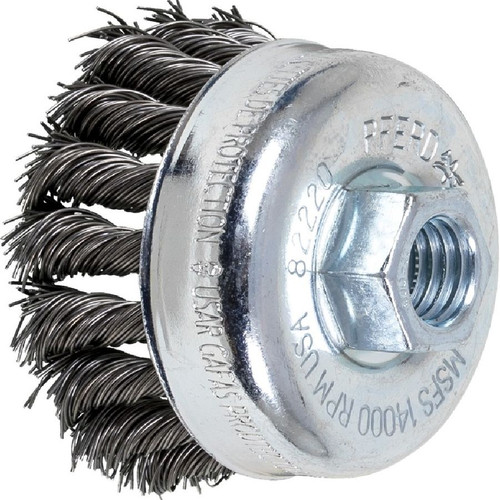 PFERD 82220 2-3/4" Knot Wire Cup Brush .020 CS Wire, 5/8-11 Thread (ext.)