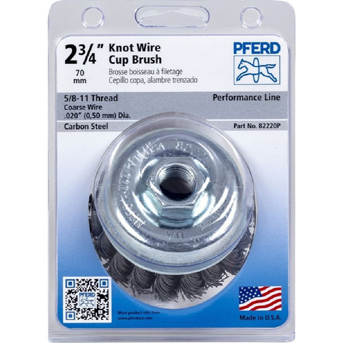PFERD 82220P P.O.P. 2-3/4" Knot Wire Cup Brush .020 CS Wire 5/8-11