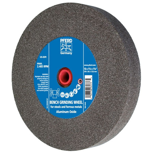 PFERD 61774 10" x 1-1/2" Vitrified Bench Wheel 1-1/4" A.H., Aluminum Oxide, 36 Grit