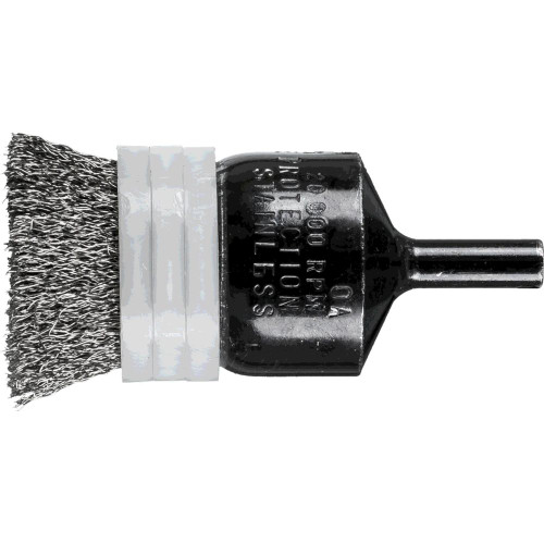 PFERD 83030 1" Banded Crimped Wire End Brush .006 SS Wire, 1/4" Shank