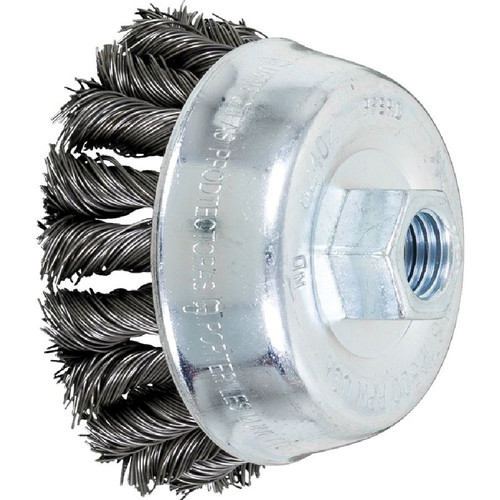 PFERD 82402 3-1/2" COMBITWIST Knot Cup Brush .014 CS Wire, 5/8-11 Thread (ext.)