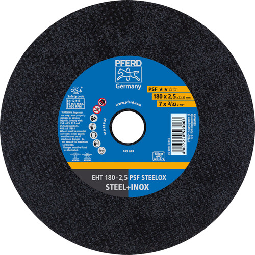 PFERD 63566 7" x 3/32" Cut-Off Wheel 7/8" AH A 24 P PSF-INOX Type 1