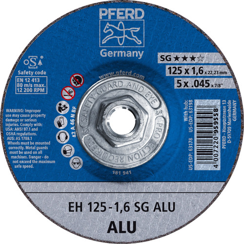 PFERD 63198 5" x .045" Cut-Off Wheel 5/8-11 Thread A 46 N SG ALU Type 27