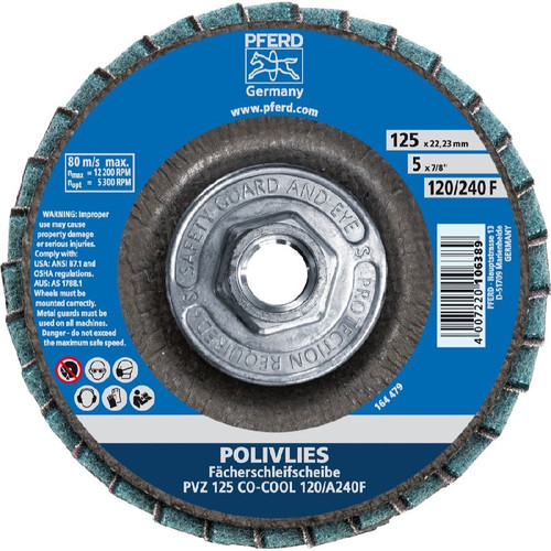 PFERD 43314 5" Polivlies Interleave Flap Disc - 120 Grit