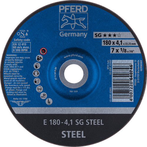 PFERD 63401 7" x 1/8" Pipeline Wheel 7/8" AH A 24 R SG-PIPE Type 27